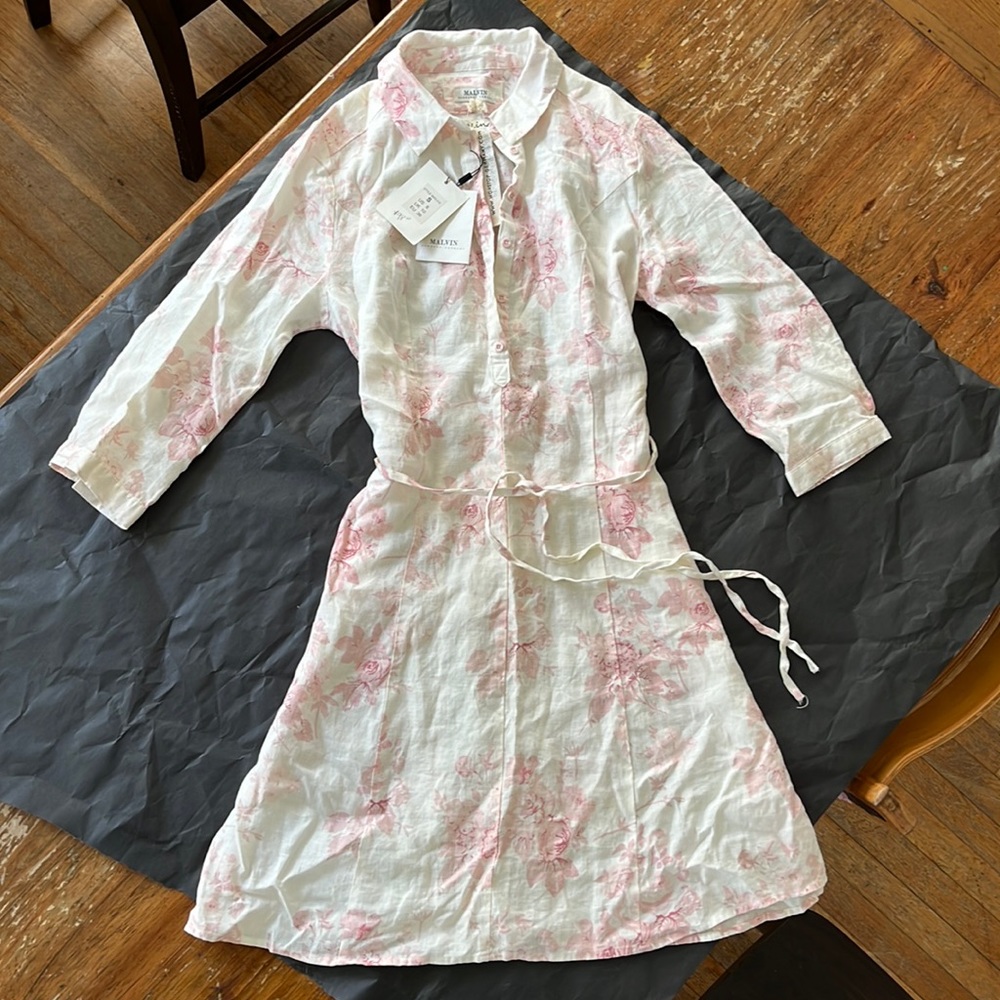 Malvin raw linen dress US size 6. 100% linen